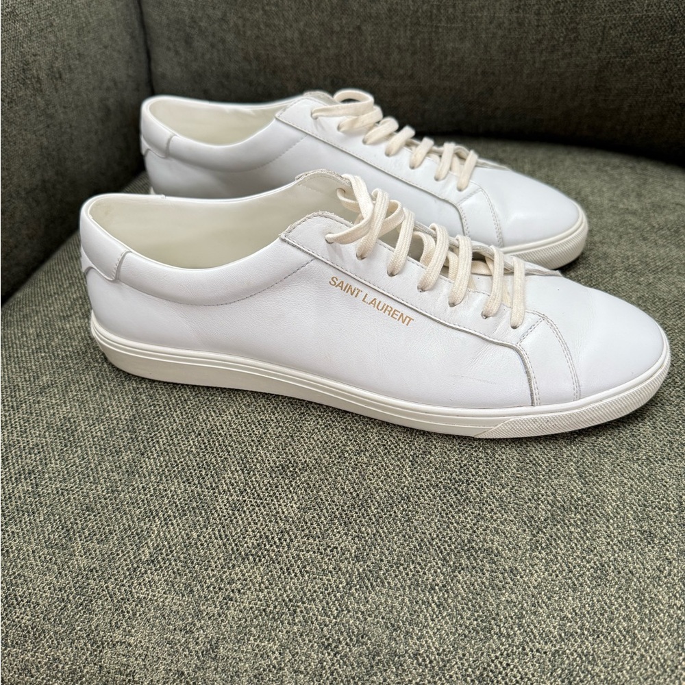 Saint Laurent Cream Leather Sneakers